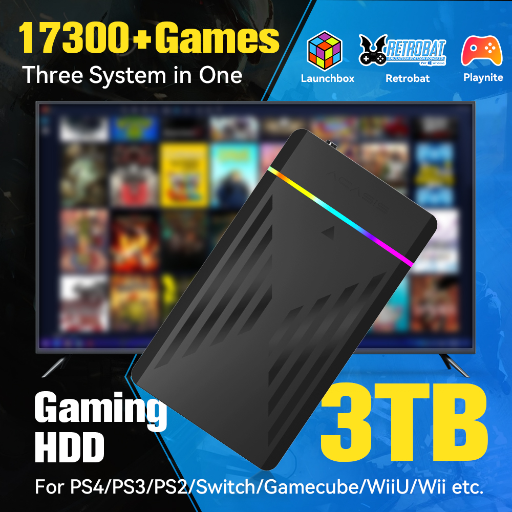 Gaming Console With Gta - 3TB Portable Gaming HDD LaunchBox/Retrobat/Playnite Retro
