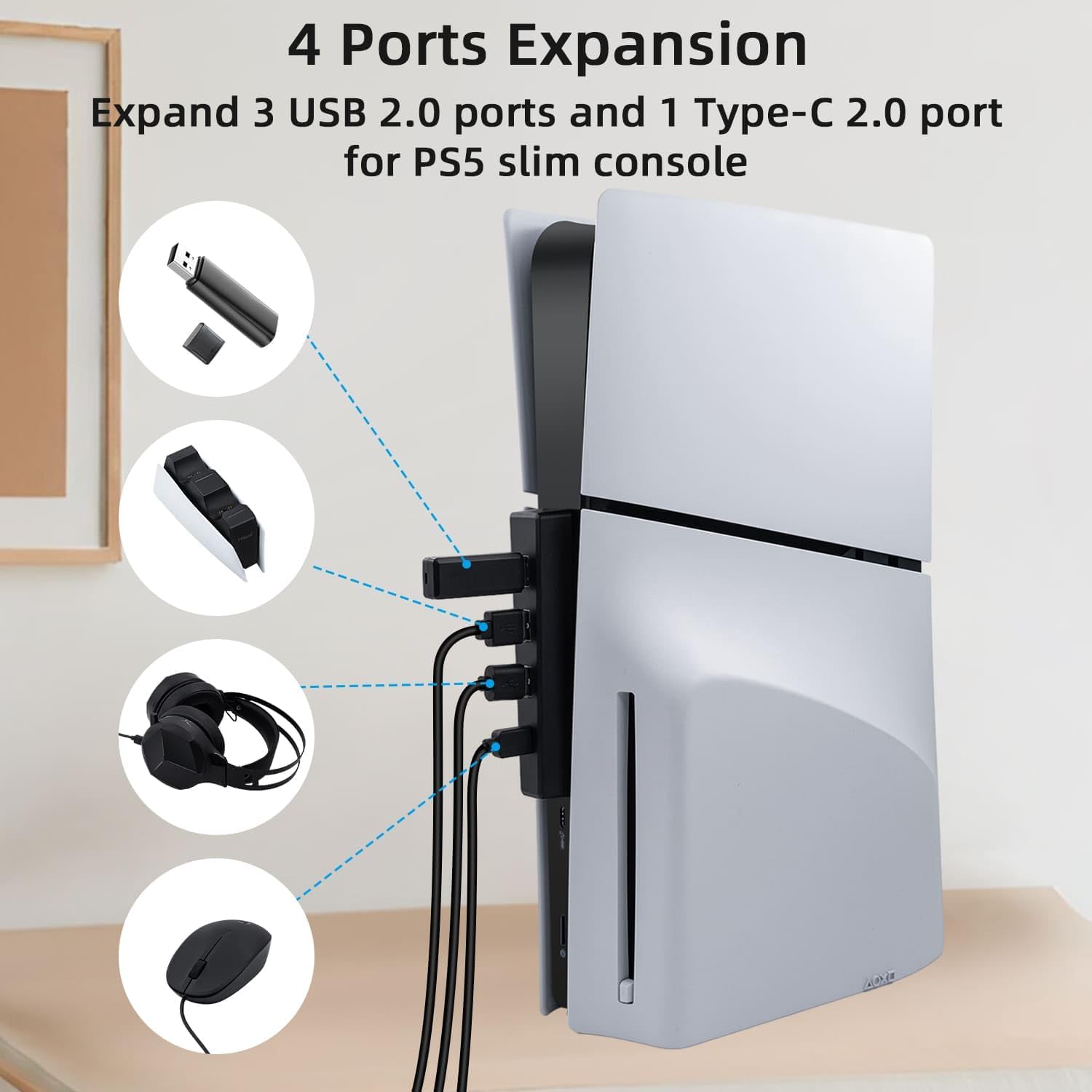 4 Ports USB Hub for PS5 Slim D - Gaming Console Ps5 recension och pris